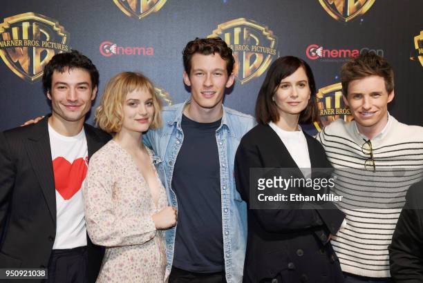 Actors Ezra Miller, Alison Sudol, Callum Turner, Katherine Waterston and Eddie Redmayne attend CinemaCon 2018 Warner Bros. Pictures Invites You to...