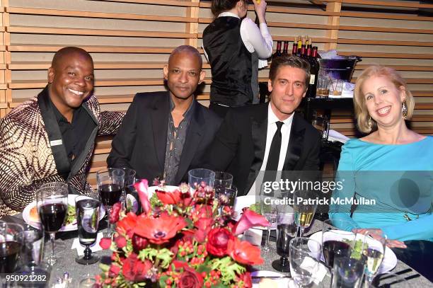 Kehinde Wiley, Ryan Keith Jackson, David Muir, and Nancy Gibbs attend the 2018 TIME 100 Gala at Jazz at Lincoln Center on April 24, 2018 in New York...