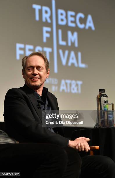 Steve Buscemi speaks onstage at the screening of "In The Soup" during the 2018 Tribeca Film Festival at SVA Theatre on April 24, 2018 in New York...