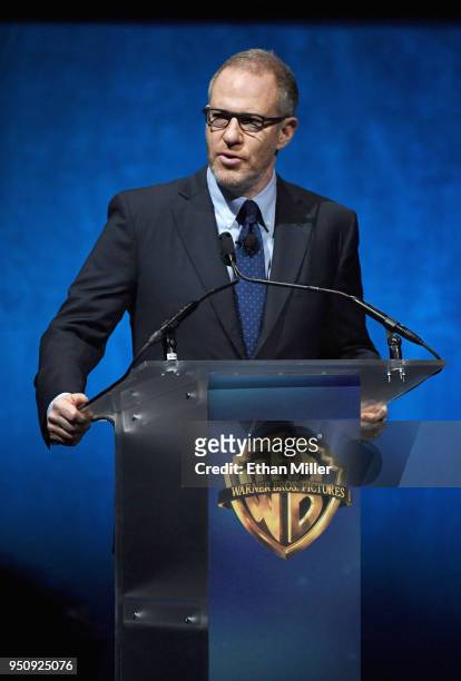Chairman of Warner Bros. Pictures Group Toby Emmerich speaks onstage during CinemaCon 2018 Warner Bros. Pictures Invites You to "The Big Picture," an...