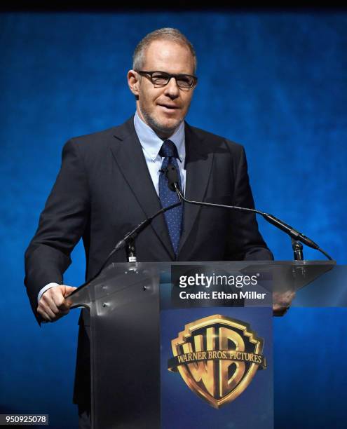 Chairman of Warner Bros. Pictures Group Toby Emmerich speaks onstage during CinemaCon 2018 Warner Bros. Pictures Invites You to "The Big Picture," an...