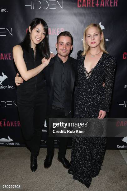 Clara Wong, Jacob Wasserman and Adelaide Clemens attend the Tribeca Premiere Party for 'The Caretaker' at The Jane Hotel on April 24, 2018 in New...