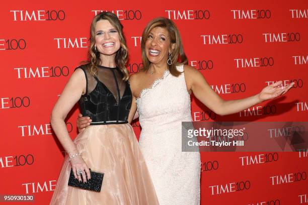 Savannah Guthrie and Hoda Kotb attend the 2018 Time 100 Gala at Frederick P. Rose Hall, Jazz at Lincoln Center on April 24, 2018 in New York City.
