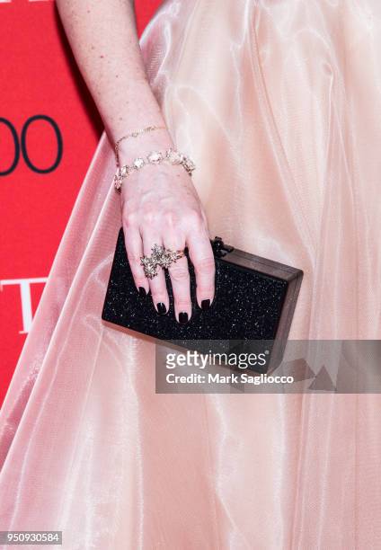 The Today Show Co-Host Savannah Guthrie, accessory detail, attends the 2018 Time 100 Gala at Frederick P. Rose Hall, Jazz at Lincoln Center on April...