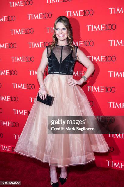 The Today Show Co-Host Savannah Guthrie attends the 2018 Time 100 Gala at Frederick P. Rose Hall, Jazz at Lincoln Center on April 24, 2018 in New...