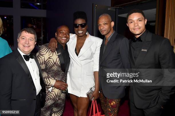 Edward Felsenthal, Kehinde Wiley, Leslie Jones, Ryan Keith Jackson, and Trevor Noah attend the 2018 TIME 100 Gala at Jazz at Lincoln Center on April...