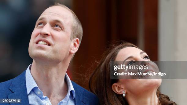 Prince William, Duke of Cambridge and Catherine, Duchess of Cambridge depart the Lindo Wing of St Mary's Hospital with their newborn baby son on...