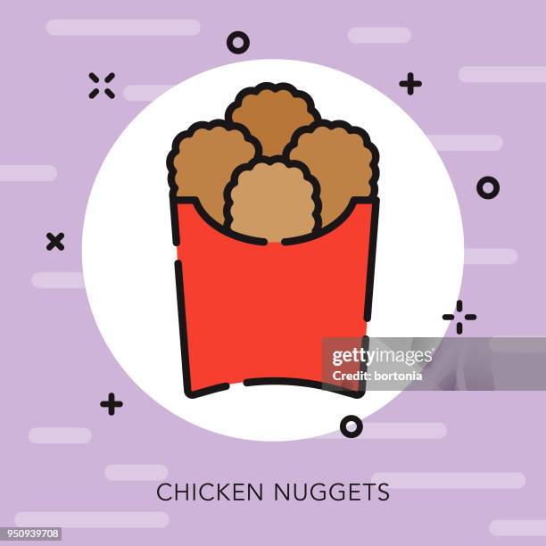 chicken nuggets open outline street food icon - chicken nugget stock illustrations
