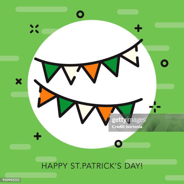 celebration open outline st.patrick's day icon - bunting stock illustrations