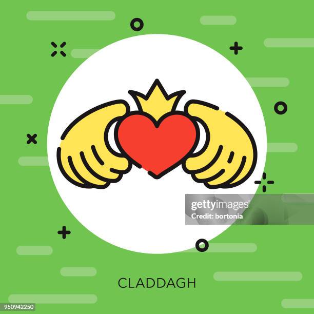 claddagh open umriss st. patrick tag-symbol - claddagh stock-grafiken, -clipart, -cartoons und -symbole