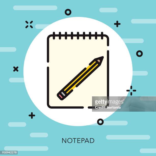 notebook open outline school supplies icon - back to school shopping stock illustrations