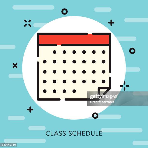 calendar open outline school supplies icon - back to school shopping stock illustrations