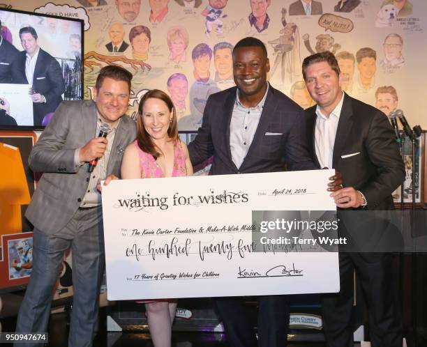 Host Jay DeMarcus, CEO of Make-A-Wish Middle Tennessee Beth Torres, co-host Kevin Carter and Ben Hanback Founding Board Member of Make-A-Wish Middle...