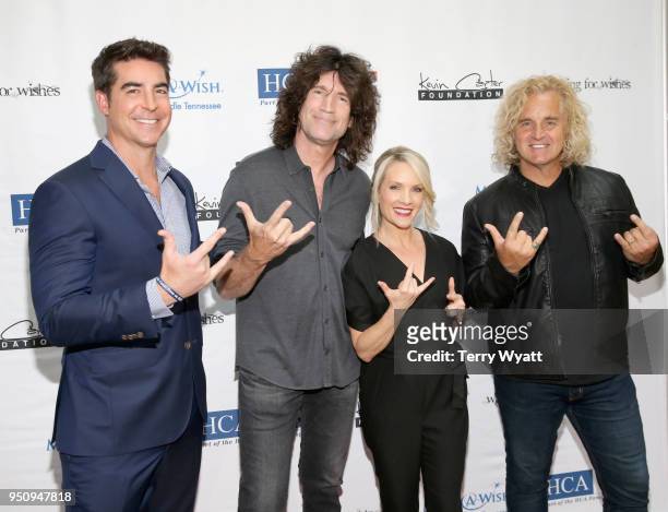 Host Jesse Watters, KISS guitarist Tommy Thayer, TV personality Dana Perino and artist Jason Scheff attend the 17th annual Waiting for Wishes...