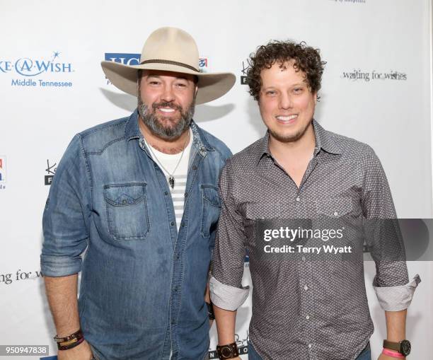 Artists David Tolliver and Chad Warrix of Halfway to Hazard attend the 17th annual Waiting for Wishes celebrity dinner at The Palm on April 24, 2018...