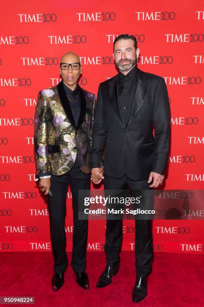 RuPaul and Georges LeBar attend the 2018 Time 100 Gala at Frederick P. Rose Hall, Jazz at Lincoln Center on April 24, 2018 in New York City.