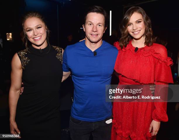 Actors Ronda Rousey, Mark Wahlberg and Lauren Cohan attend CinemaCon 2018 STXfilms Invites You to an Evening Featuring A Sneak Preview of Their...
