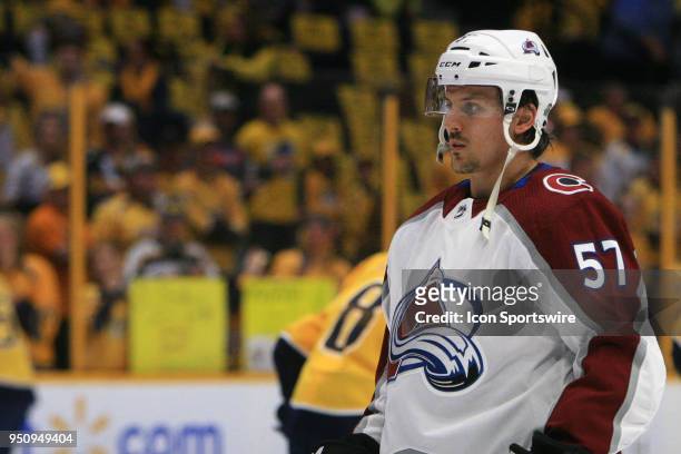 Colorado Avalanche left wing Gabriel Bourque is shown prior to Game Five of Round One of the Stanley Cup Playoffs between the Colorado Avalanche and...
