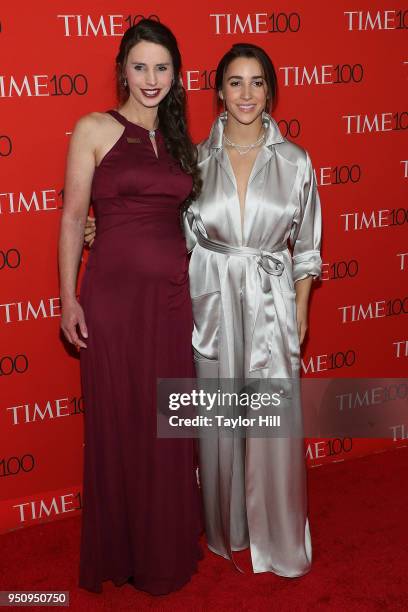 Rachael Denhollander and Aly Raisman attend the 2018 Time 100 Gala at Frederick P. Rose Hall, Jazz at Lincoln Center on April 24, 2018 in New York...