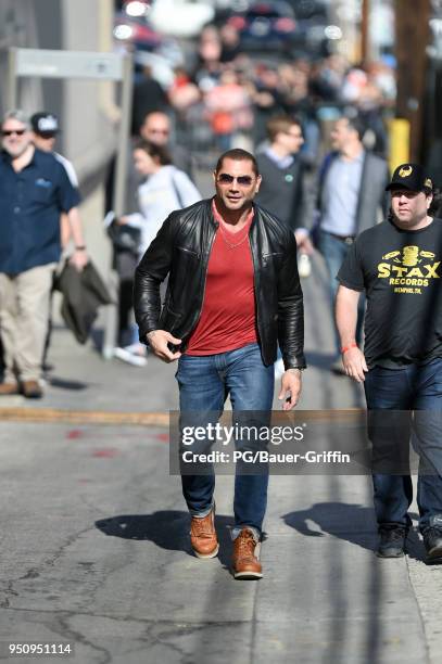 Dave Bautista is seen on April 24, 2018 in Los Angeles, California.