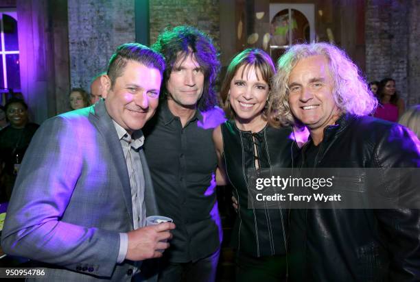 Artist Jay DeMarcus, artist Tommy Thayer, journalist Hannah Storm and artist Jason Schef attend the 17th annual Waiting for Wishes celebrity dinner...