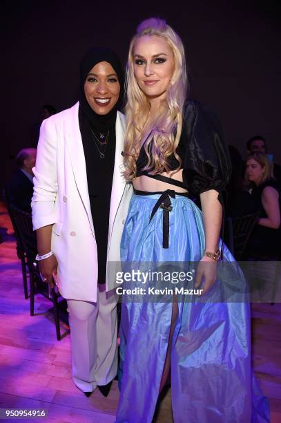 Ibtihaj Muhammad and Lindsey Vonn attend the 2018 Time 100 Gala at Jazz at Lincoln Center on April 24, 2018 in New York City.Ê