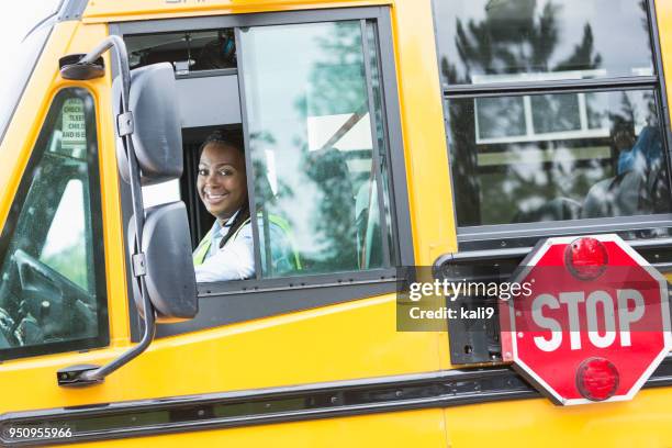 School Bus Driver Looking Through Window High-Res Stock Photo - Getty ...
