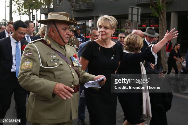 Tanya Plibersek marches during the Coloured Diggers March on April 25, 2018 in Sydney, Australia. The annual Coloured Diggers March started 15 years...