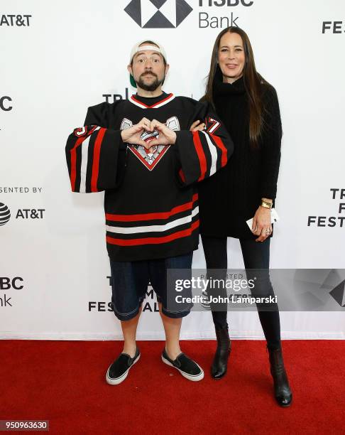 Kevin Smith and Jennifer Schwalbach attend "All These Small Moments" during the 2018 Tribeca Film Festival at SVA Theater on April 24, 2018 in New...