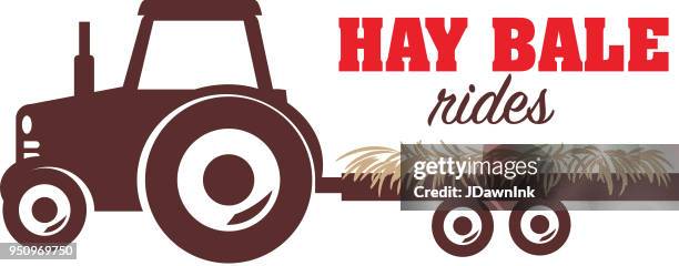 hay bale rides icon design - hayride stock illustrations