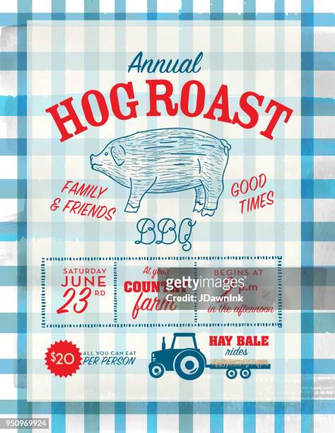 country hog roast invitation design template - domestic pig stock illustrations