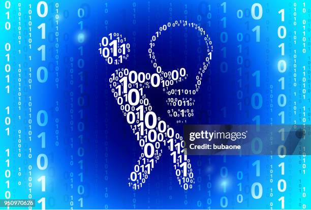 big idea businessman binary code blue vector pattern background - binary code lightbulb stock illustrations