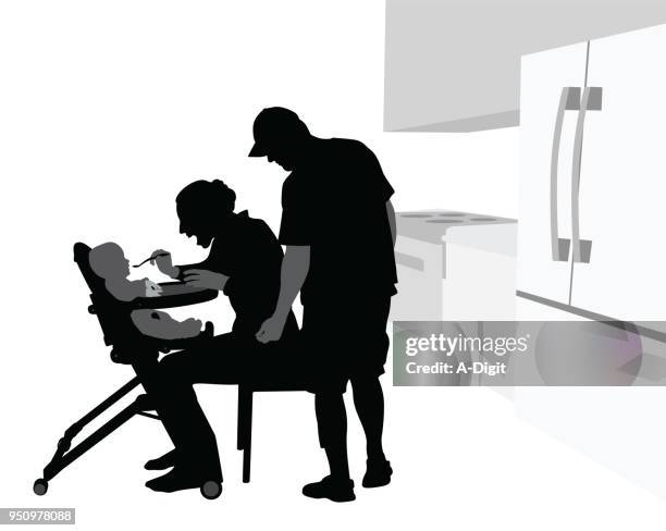 baby feeding time - puree stock illustrations