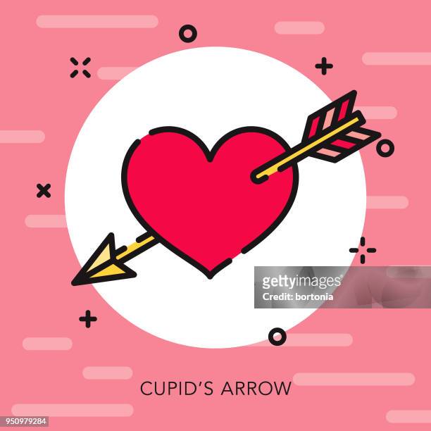 illustrations, cliparts, dessins animés et icônes de contour ouvert valentin icône de la flèche de cupidon - piercing