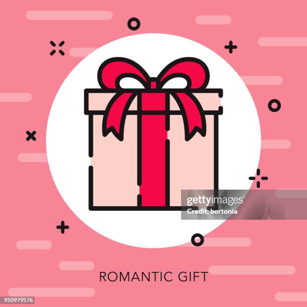 geschenk-offene kontur valentins tag-symbol - symbol mit offenem umriss stock-grafiken, -clipart, -cartoons und -symbole