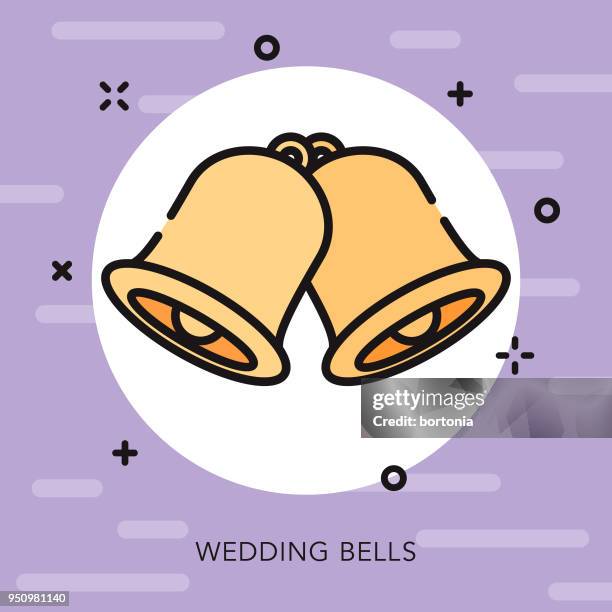 hochzeitsglocken öffnen übersicht hochzeit-symbol - symbol mit offenem umriss stock-grafiken, -clipart, -cartoons und -symbole