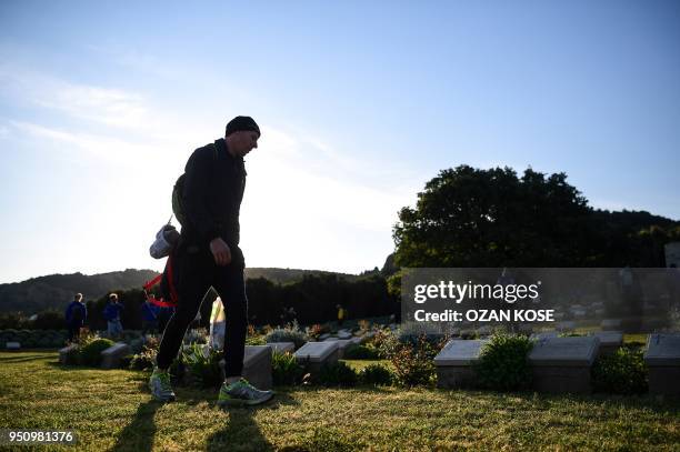 People visit Ariburnu Anzac cemetery at Anzac cove after a dawn service marking the 103rd anniversary of ANZAC Day in Canakkale, Turkey on April 25,...