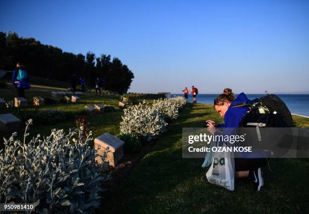 People visit Ariburnu Anzac cemetery at Anzac cove after a dawn service marking the 103rd anniversary of ANZAC Day in Canakkale, Turkey on April 25,...