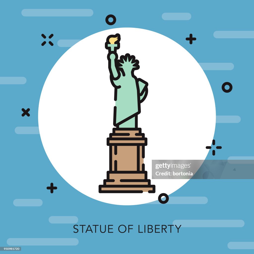 自由女神像打開美國輪廓圖示