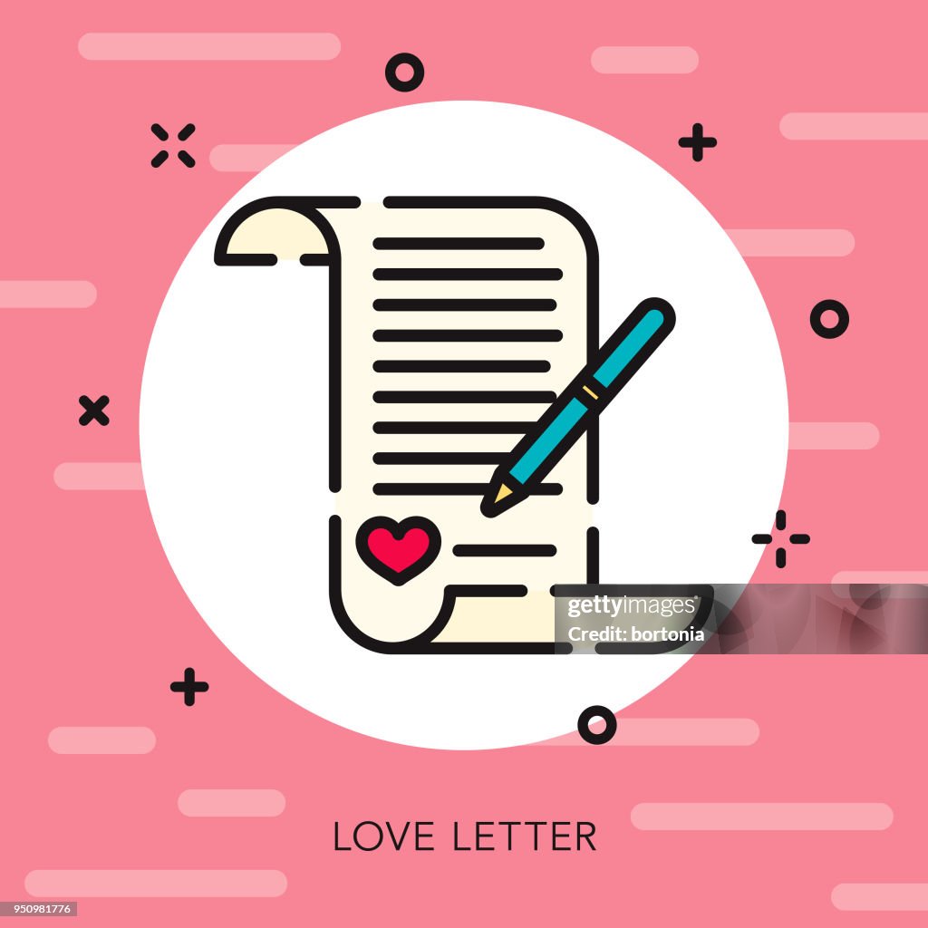 Icône de Saint Valentin amour lettre contour ouvert
