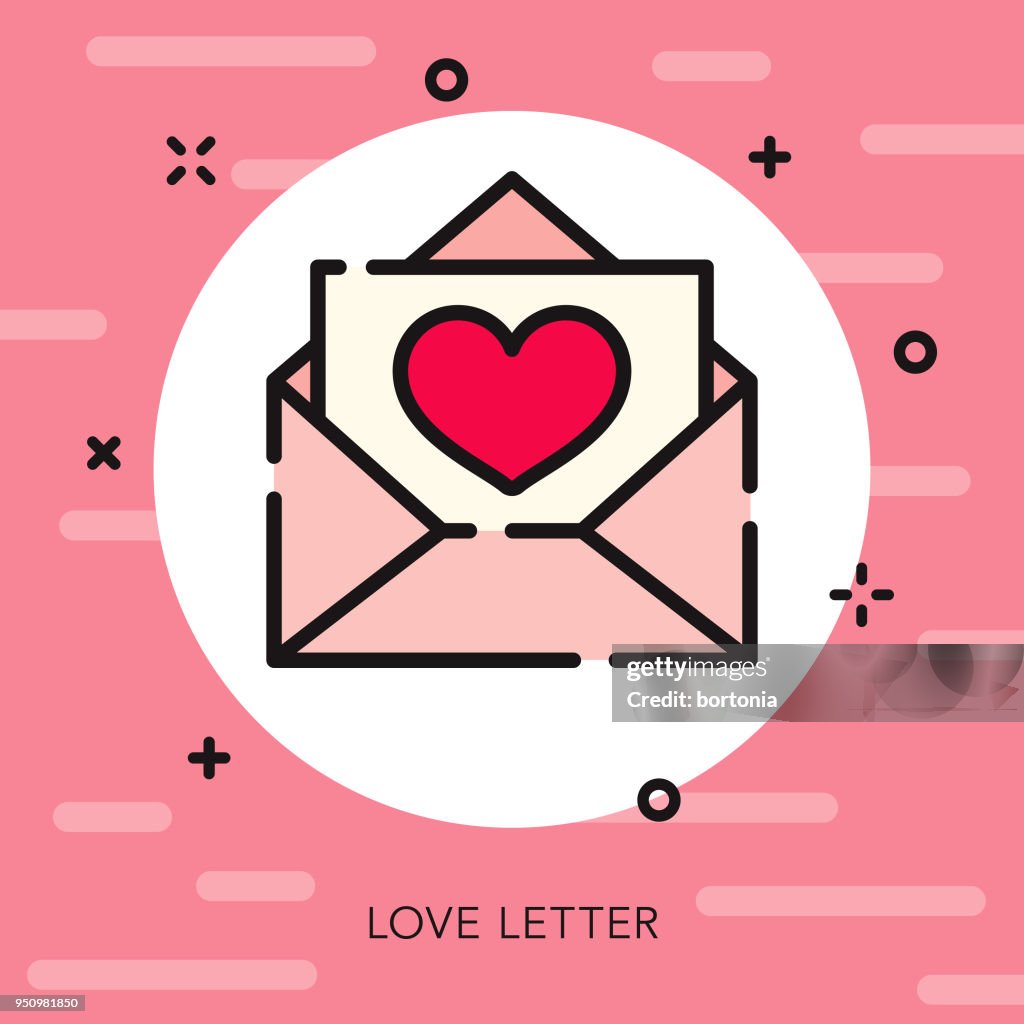 Icône de Saint Valentin amour lettre contour ouvert
