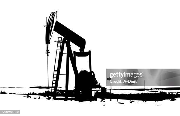 oil pump drilling - oil field stock illustrations