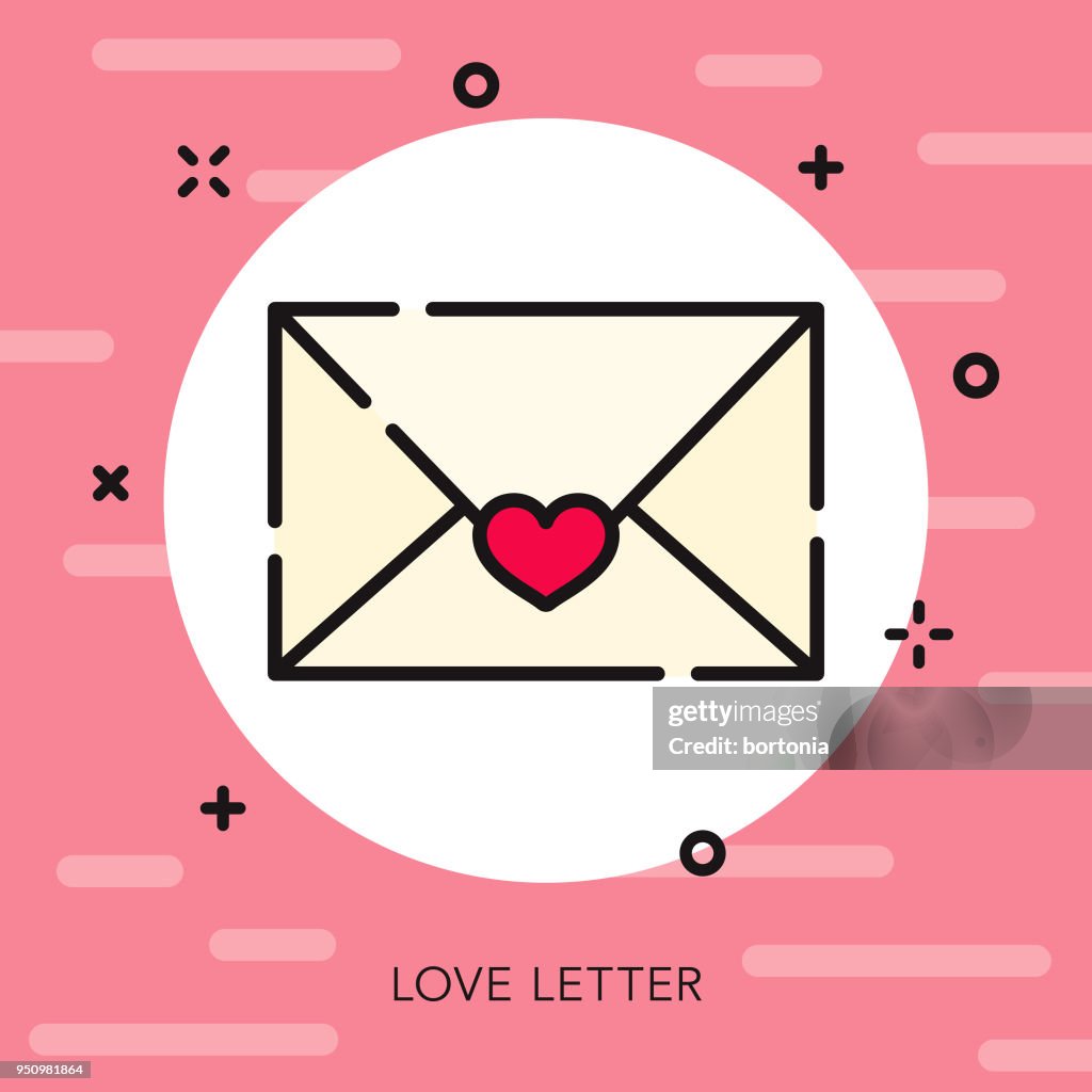 Icône de Saint Valentin amour lettre contour ouvert