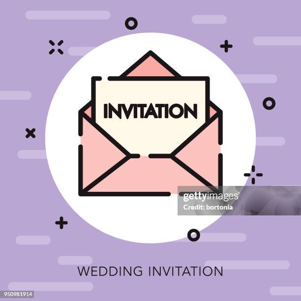 einladung offene übersicht hochzeit-symbol - symbol mit offenem umriss stock-grafiken, -clipart, -cartoons und -symbole