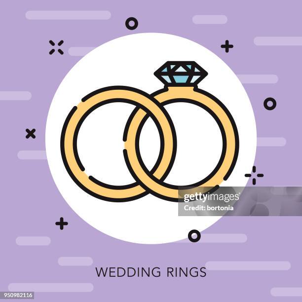 ilustraciones, imágenes clip art, dibujos animados e iconos de stock de anillos abren esquema boda icono - honeymoon