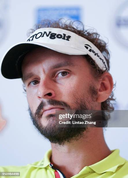 Joost Luiten of Netherlands attends a press conference prior to the start of the 2018 Volvo China Open at Topwin Golf and Country Club on April 25,...