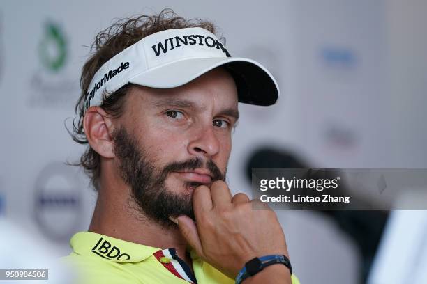 Joost Luiten of Netherlands attends a press conference prior to the start of the 2018 Volvo China Open at Topwin Golf and Country Club on April 25,...