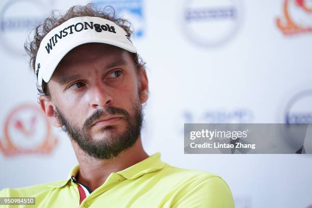 Joost Luiten of Netherlands attends a press conference prior to the start of the 2018 Volvo China Open at Topwin Golf and Country Club on April 25,...