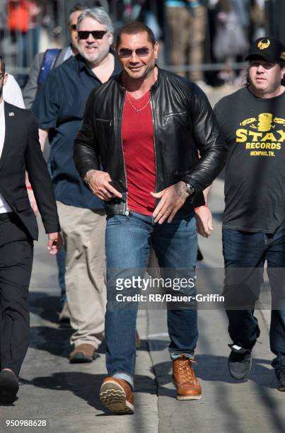Dave Bautista is seen at 'Jimmy Kimmel Live' on April 24, 2018 in Los Angeles, California.
