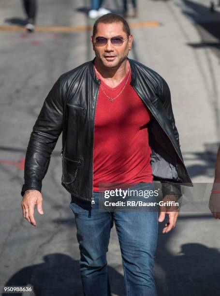 Dave Bautista is seen at 'Jimmy Kimmel Live' on April 24, 2018 in Los Angeles, California.